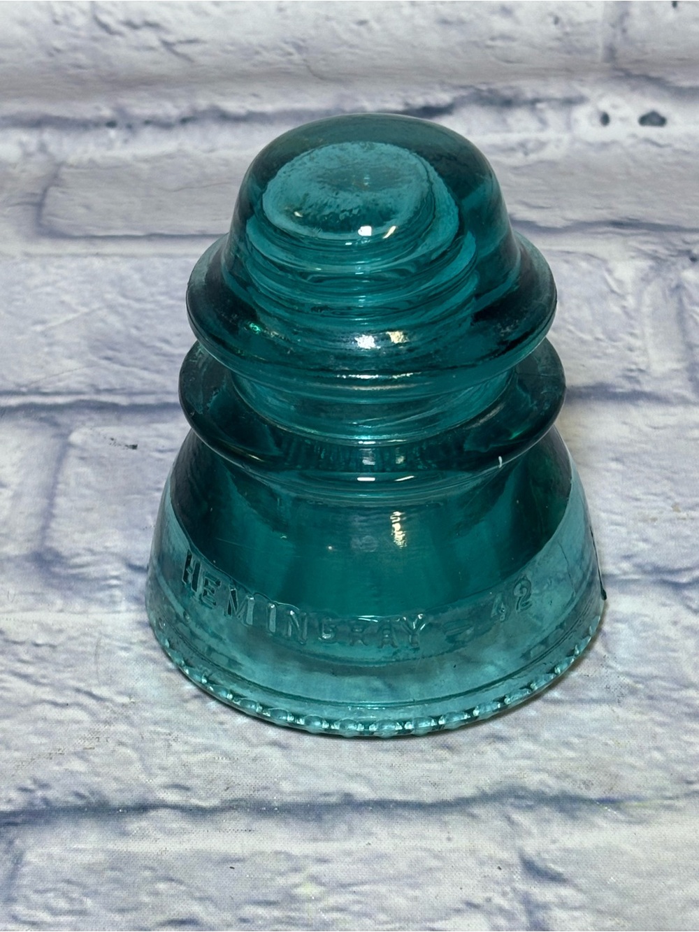 Vintage Hemingray No. 42 Aqua Blue Glass Insulator